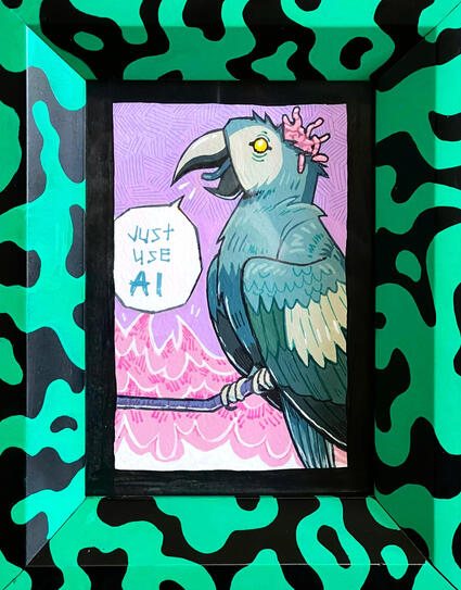 Caged Thinker- Acrylic on Paper